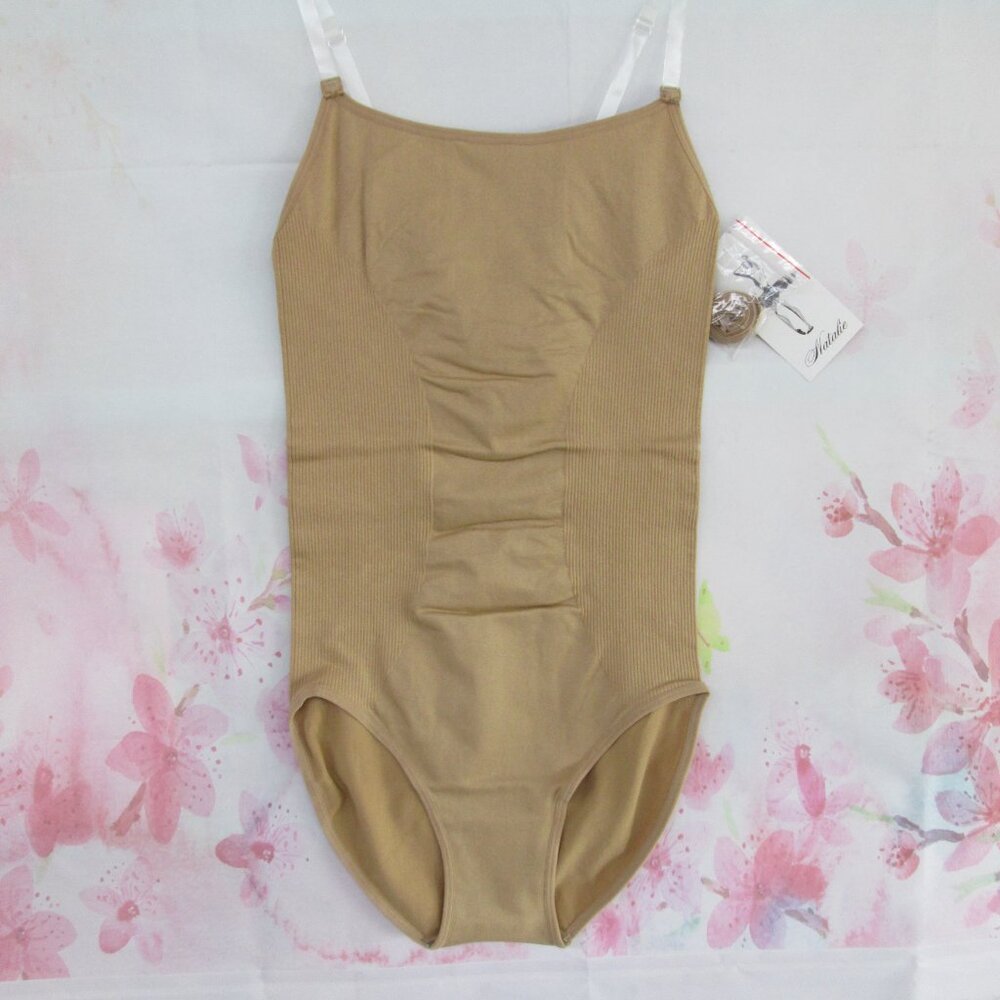 Nude Clear Strap Dance Leotard SA MA LA Costume Body Liner Caramel Tan Beige New